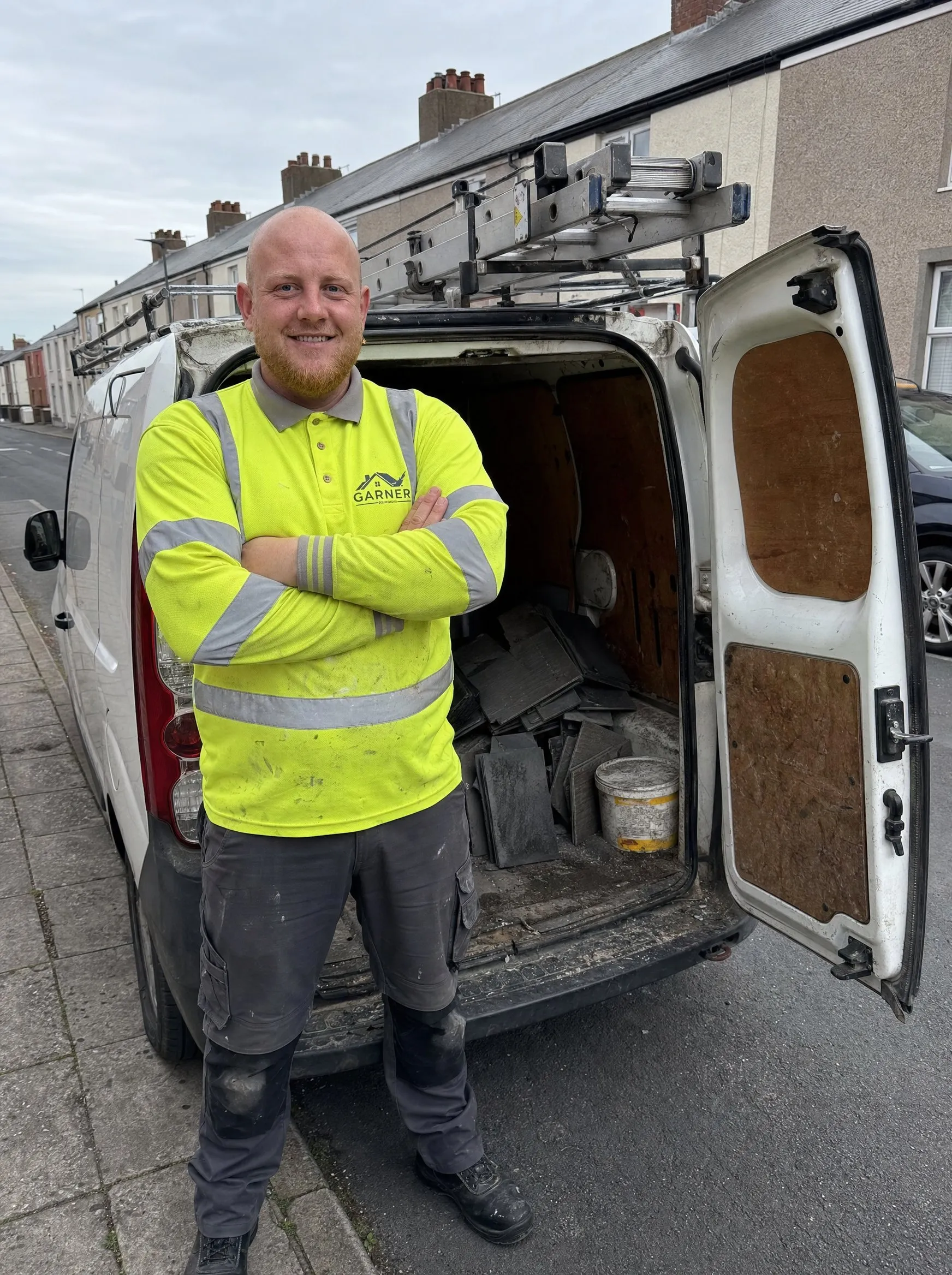 Jamie Garner by his van on a Blackpool street